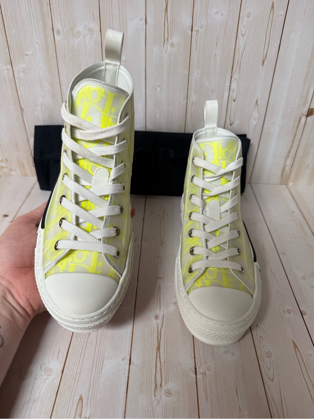 Christian Dior B23 Technical Canvas Oblique High-Top Sneaker Yellow Sz 35 / 5 - Picture 8 of 14